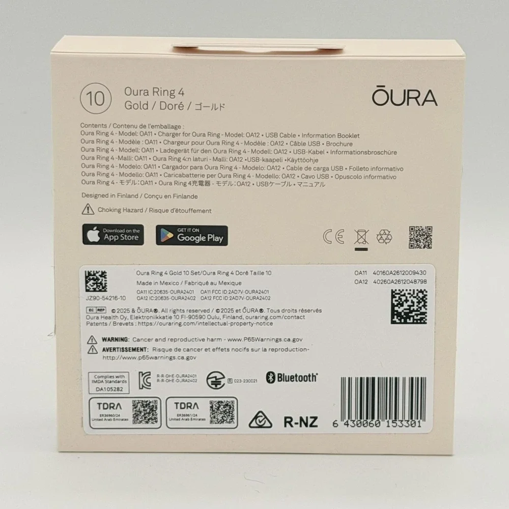 Oura Ring 4 Smart Health Tracker Unisex Size 10 Gold NEW JZ90-54216-10 Bluetooth